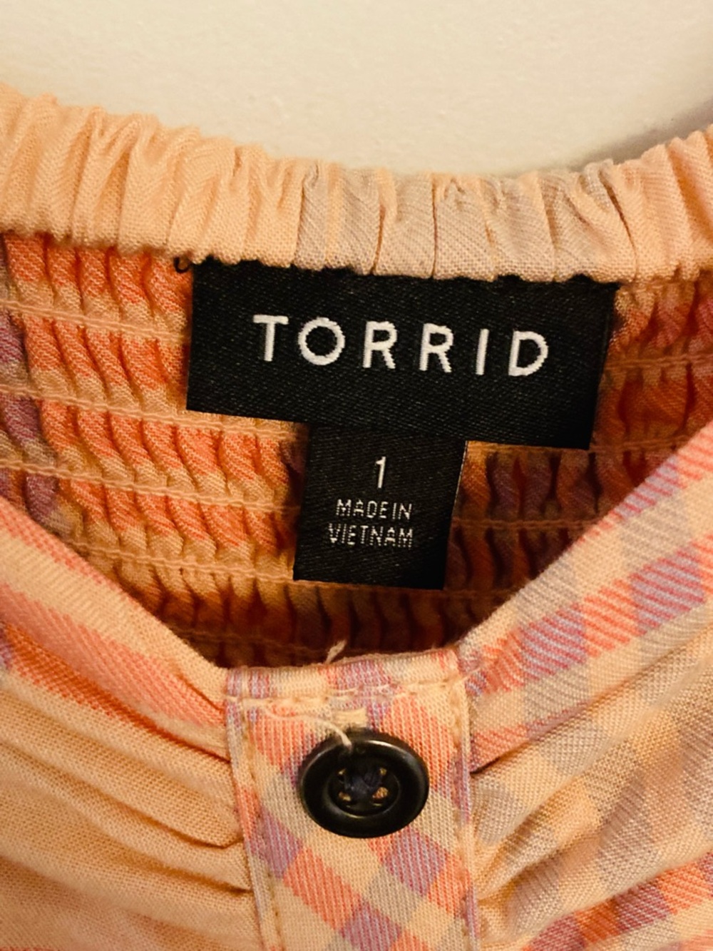 torrid Peach Plaid Challis Button-Front Midi Dress Size 1X Sleeveless - Picture 8 of 16